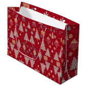 Kerstvakantie Rood & Wit Grote Gift Bag Groot Cadeauzakje (Voorkant Gekanteld)