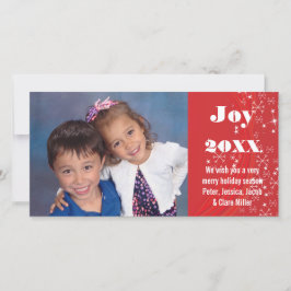 Kerstvakantie Rood/Wit Sneeuw-Kerst Foto Kaart