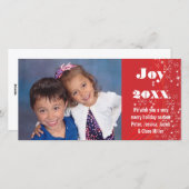 Kerstvakantie Rood/Wit Sneeuw-Kerst Foto Kaart (Voorkant / Achterkant)