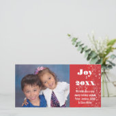 Kerstvakantie Rood/Wit Sneeuw-Kerst Foto Kaart (Staand voorkant)