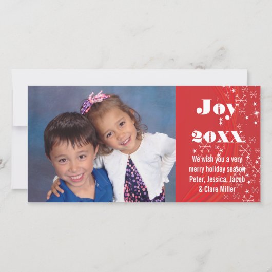 Kerstvakantie Rood/Wit Sneeuw-Kerst Foto Kaart (Voorkant)