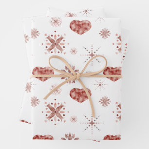 Kerstvakantie Roos Gold Snow and Hearts Inpakpapier Vel