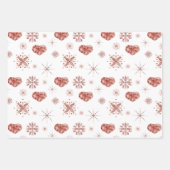 Kerstvakantie Roos Gold Snow and Hearts Inpakpapier Vel (Voorkant)