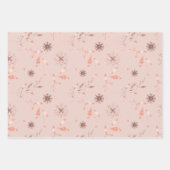 Kerstvakantie Roos Gouden bladeren en sterren Inpakpapier Vel (Voorkant)