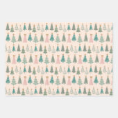 Kerstvakantie roze decoratie inpakpapier vel (Voorkant 3)