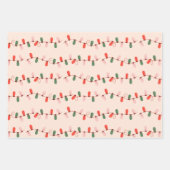 Kerstvakantie roze decoratie inpakpapier vel (Voorkant 2)