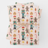 Kerstvakantie roze decoratie inpakpapier vel (In situ)