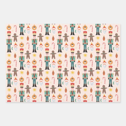 Kerstvakantie roze decoratie inpakpapier vel (Voorkant)