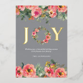 Kerstvakantie Roze Joy Krans Botanisch Folie Uitnodiging (Voorkant)