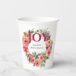 Kerstvakantie Roze Joy Krans Botanisch Papieren Bekers