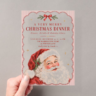 Kerstvakantie Roze Kerstetentje  Acryl Uitnodigingen