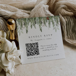 Kerstvakantie RSVP QR-code bijgevoegde kaart Vierkante Visitekaartje