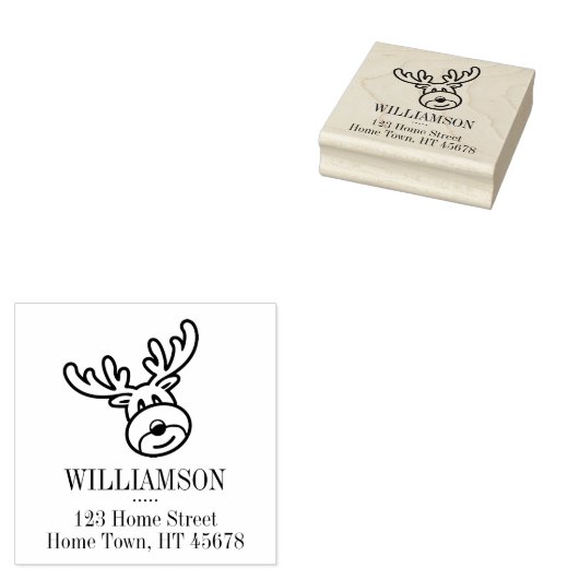 Kerstvakantie Rudolph het rendier adres Rubberstempel (Gestempeld)