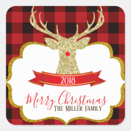 Kerstvakantie Rudolph Rendier Vierkante Sticker