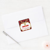 Kerstvakantie Rudolph Rendier Vierkante Sticker (Envelop)
