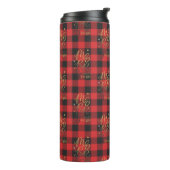 Kerstvakantie Rustic Plaid Merry and Bright Thermosbeker (Gedraaid links)
