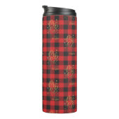 Kerstvakantie Rustic Plaid Merry and Bright Thermosbeker (Geroteerd rechts)