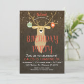 Kerstvakantie Rustiek Herten Verjaardagsfeest Kaart (Staand voorkant)