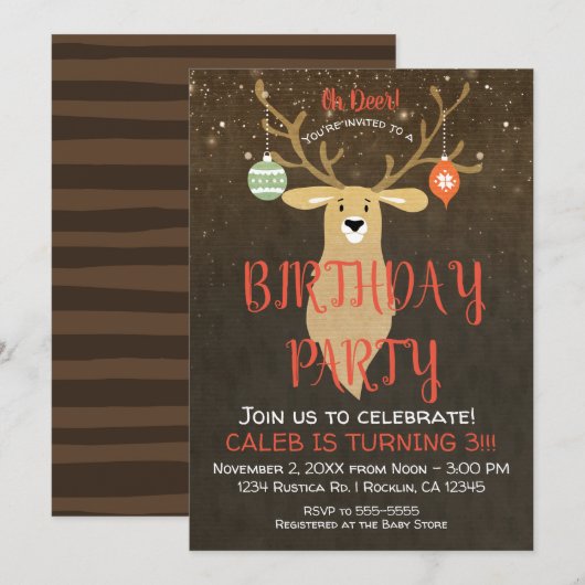 Kerstvakantie Rustiek Herten Verjaardagsfeest Kaart (Voorkant / Achterkant)