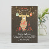 Kerstvakantie Rustiek Winter Deer Baby shower Kaart (Staand voorkant)