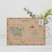 Kerstvakantie Rustieke Postkaart Uitnodiging (Staand voorkant)