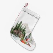 Kerstvakantie Rustieke Woodland Moose Custom Kleine Kerstsok (Voorkant (Hangend))