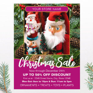 Kerstvakantie Sale Aangepaste Foto Roze Zakelijk Flyer