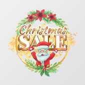 Kerstvakantie Sale Santa Claus Holly Berry Raamsticker (Vel)