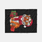 Kerstvakantie Santa Bengal Tiger Christmas Fleece Deken (Voorkant (Horizontaal))
