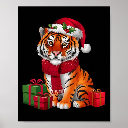 Kerstvakantie Santa Bengal Tiger Christmas Poster (Voorkant)