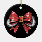 Kerstvakantie Santa Bow Noel Santa Coquette Keramisch Ornament (Voorkant)