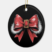 Kerstvakantie Santa Bow Noel Santa Coquette Keramisch Ornament (Links)