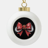 Kerstvakantie Santa Bow Noel Santa Coquette Keramische Bal Ornament (Voorkant)