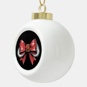 Kerstvakantie Santa Bow Noel Santa Coquette Keramische Bal Ornament (Rechts)
