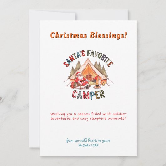 Kerstvakantie Santa Camp Tree Mountain Outdoor Feestdagenkaart (Voorkant)