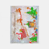 Kerstvakantie Santa Cartoon Fleece deken (Voorkant)