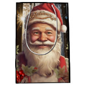 Kerstvakantie Santa Claus besneeuwd bos Medium Cadeauzakje (Voorkant)