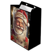 Kerstvakantie Santa Claus besneeuwd bos Medium Cadeauzakje (Achterkant Gekanteld)