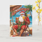 Kerstvakantie Santa Custom Vakantie Kaart (Gele Bloem)