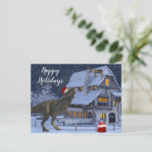 Kerstvakantie Santa Dinosaur  Briefkaart (Staand voorkant)