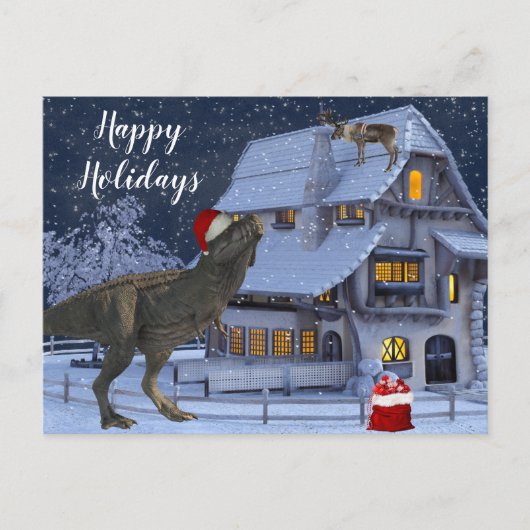 Kerstvakantie Santa Dinosaur  Briefkaart (Voorkant)