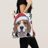 Kerstvakantie Santa Dog Beagle Canvas tas (Dichtbij)