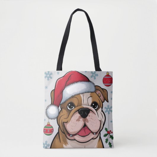 Kerstvakantie Santa Dog Bulldog Canvas tas (Voorkant)
