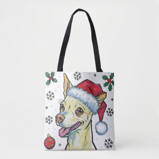 Kerstvakantie Santa Dog Chihuahua Canvas tas (Voorkant)