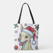 Kerstvakantie Santa Dog Chihuahua Canvas tas (Achterkant)