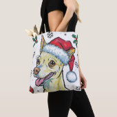 Kerstvakantie Santa Dog Chihuahua Canvas tas (Dichtbij)