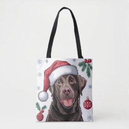 Kerstvakantie Santa Dog Chocolate Lab Canvas tas