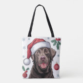 Kerstvakantie Santa Dog Chocolate Lab Canvas tas (Achterkant)