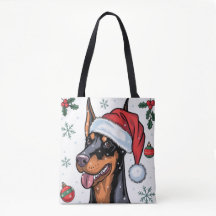 Kerstvakantie Santa Dog Doberman Canvas tas