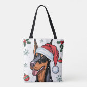 Kerstvakantie Santa Dog Doberman Canvas tas (Achterkant)